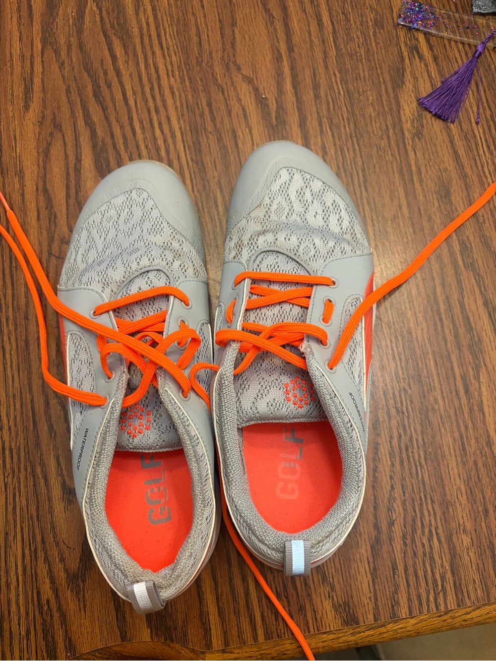 Puma Women's Athletic Shoes - Light Gray with Bright Orange